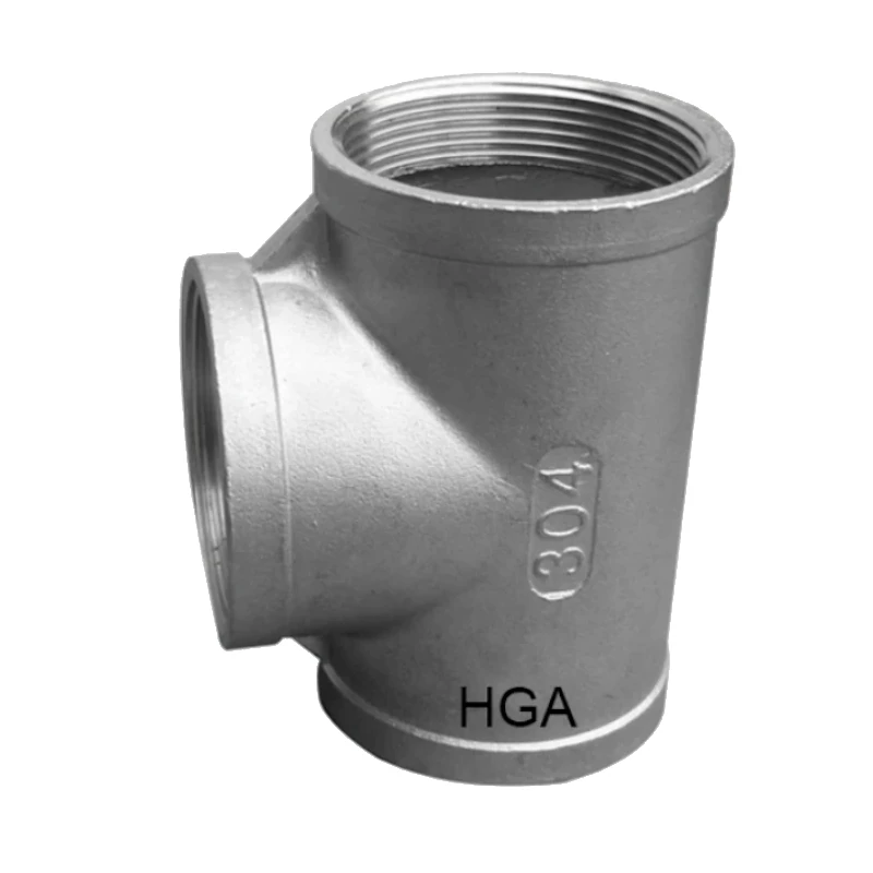 Tee de acero inoxidable roscada NPT ASTM A351 AISI 304/316